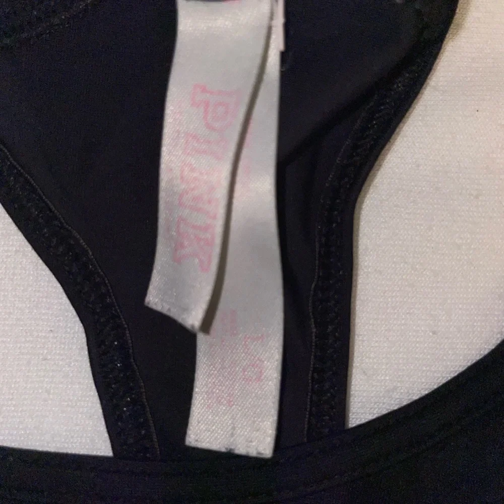 PINK Victoria's Secret Racerback Black Sports Bra with Logo Band
